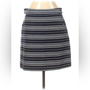 Ann Taylor LOFT Navy Striped Skirt with Buttons